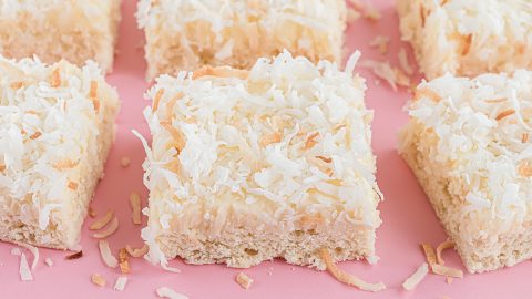 close up of frosted coconut bar