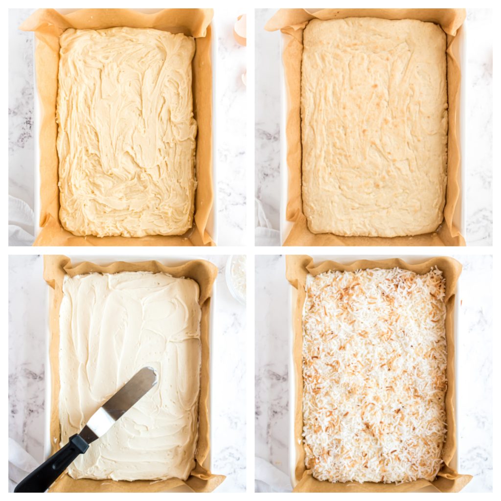 step by step photos of how to make coconut bars