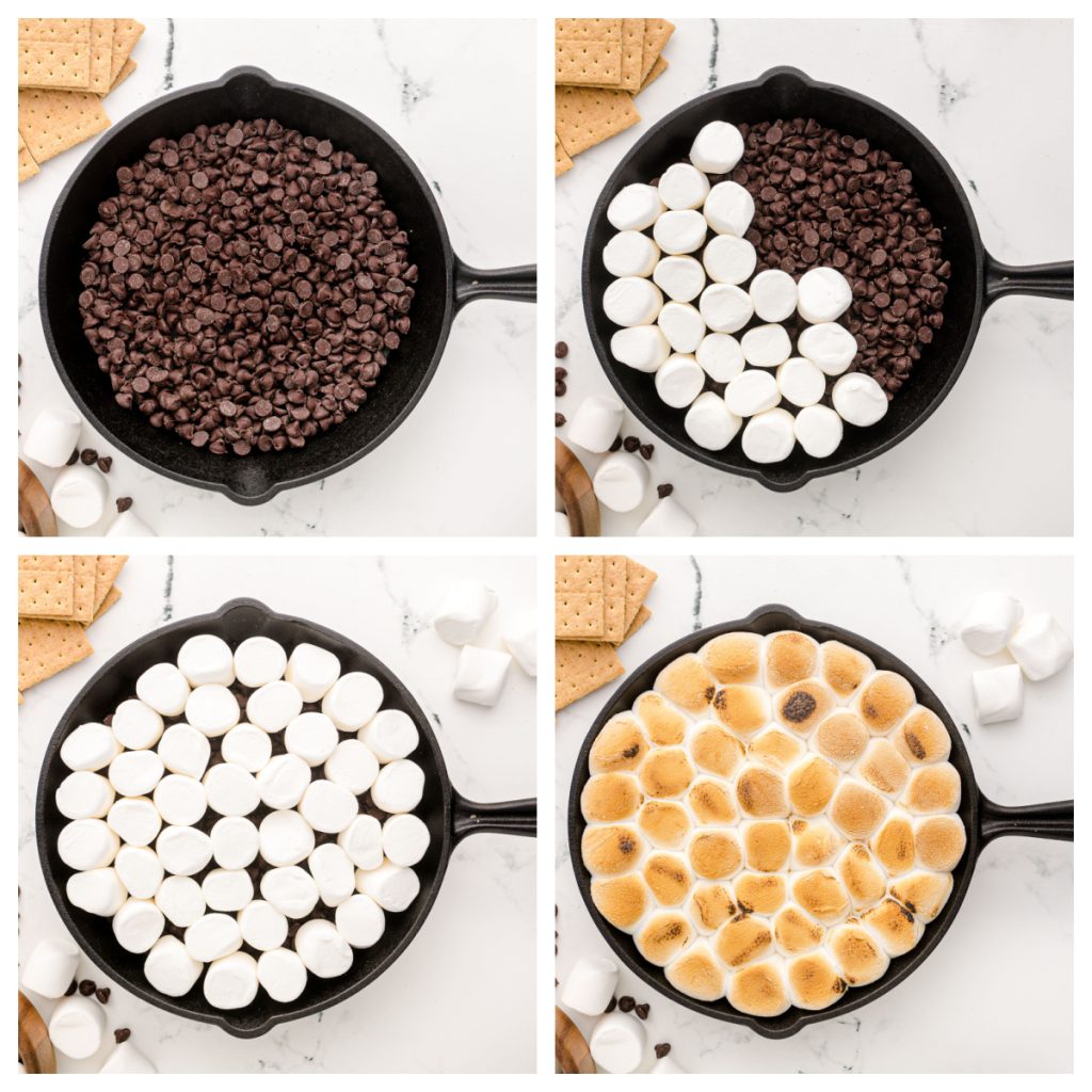 step-by-step of how to make smores dip 