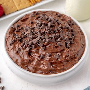 brownie batter dip at an angle