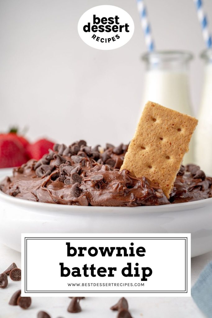 close up of brownie batter dip for pinterest 