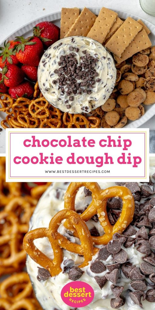 collage of chocolate Chip Cookie Dough Dip for Pinterest