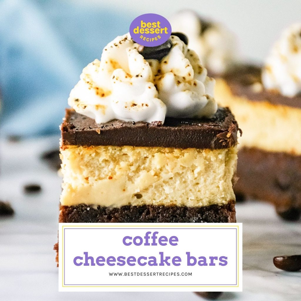 straight on shot of coffee cheesecake bar for Facebook
