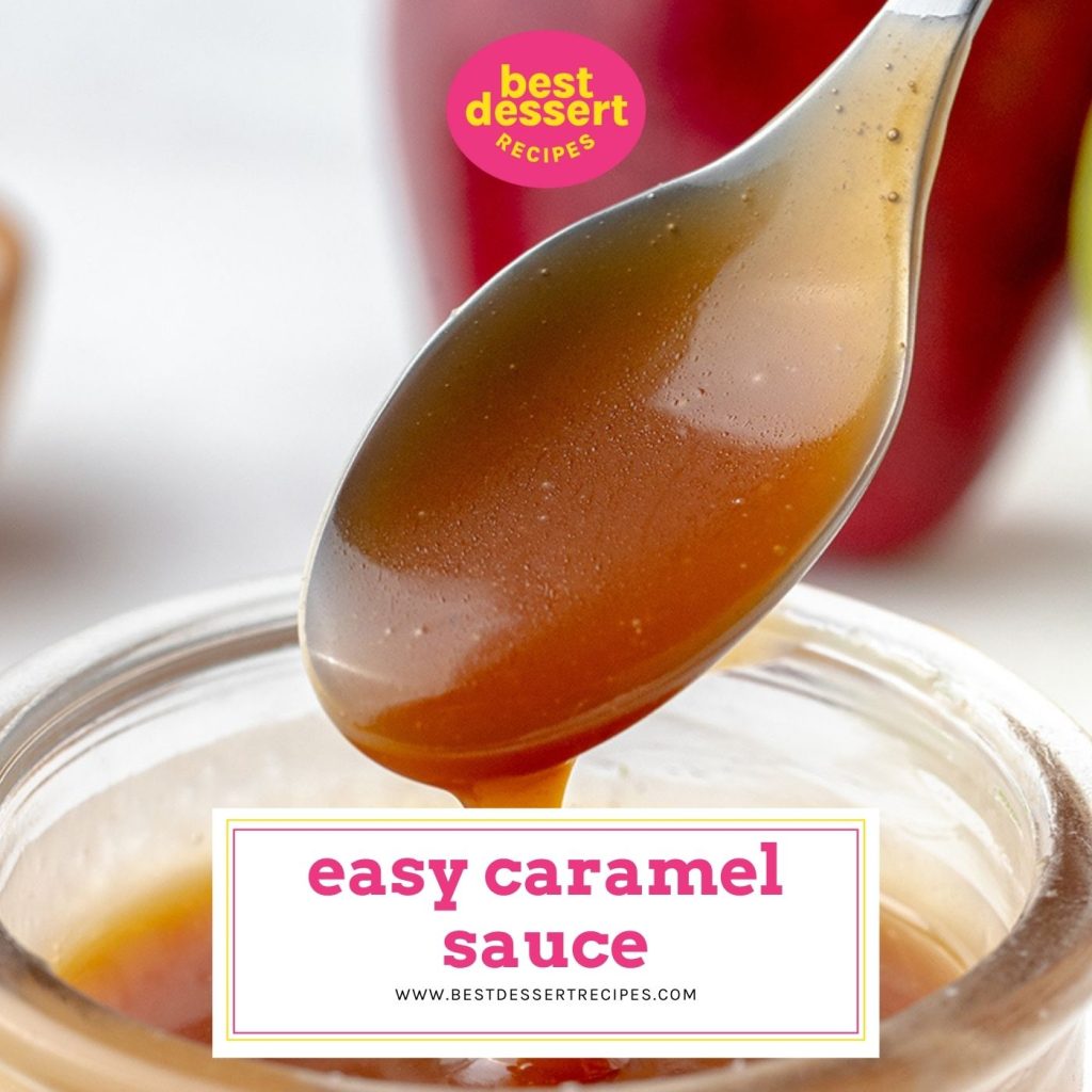 easy caramel sauce on a spoon