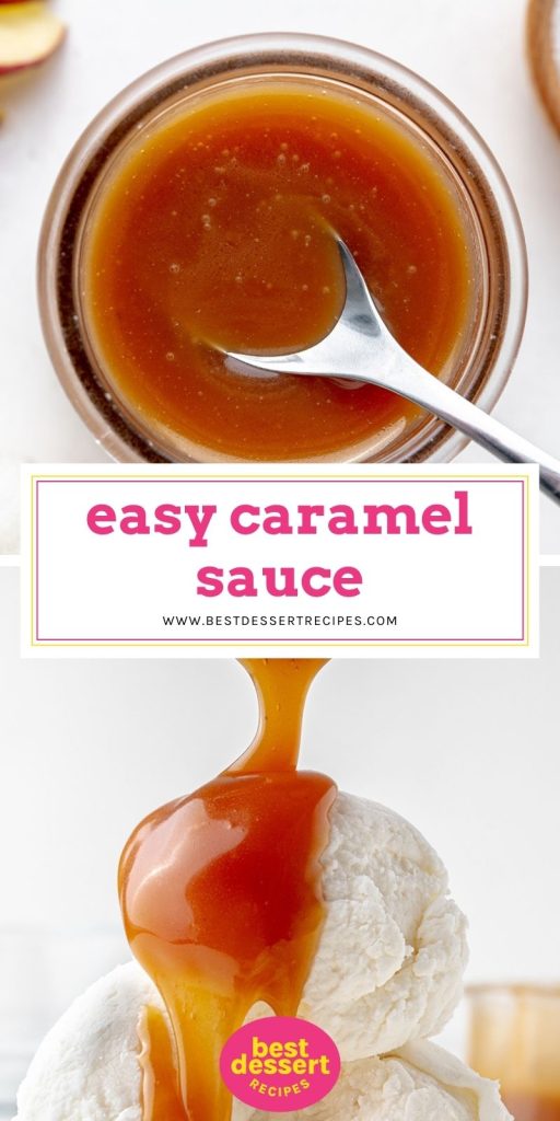 collage of easy caramel sauce for pinterest