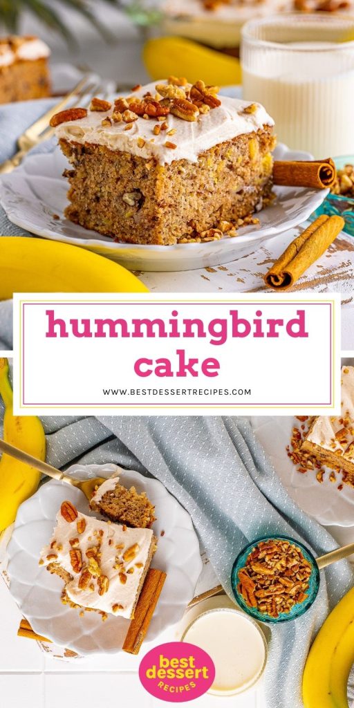 collage of hummingbird cake for pinterest