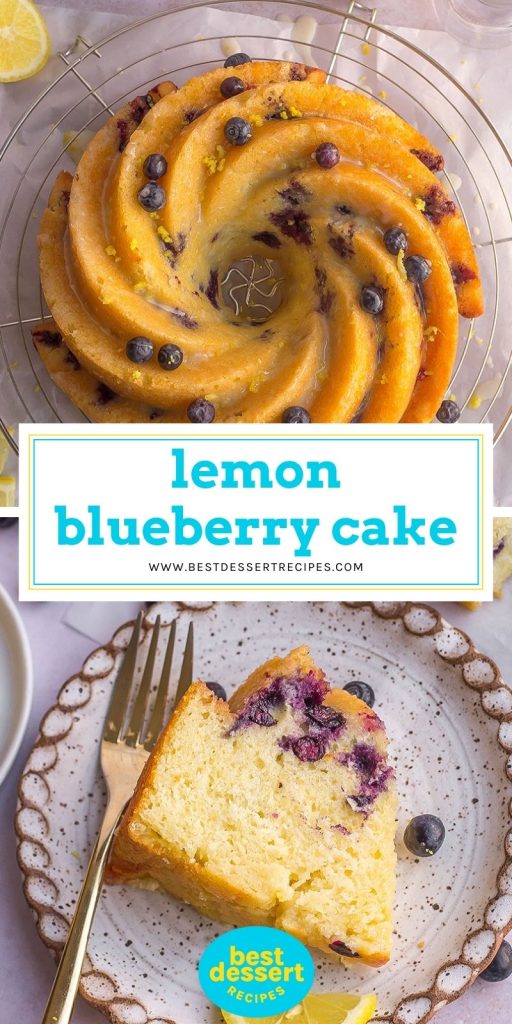 collage of lemon blueberry cake for Pinterest
