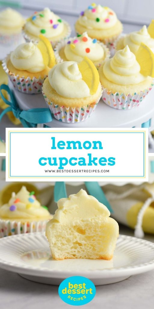 collage of lemon cupcakes for pinterest