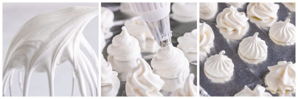 collage of how to make meringue cookies