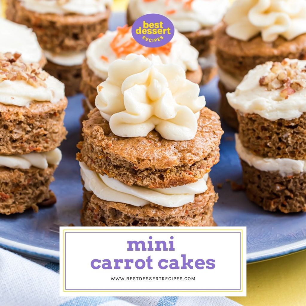 close up of mini carrot cake with frosting