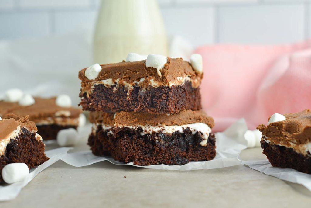 stack of two mississippi mud brownies