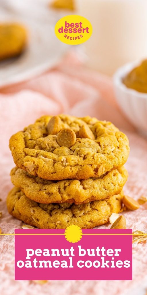 stack of peanut butter cookies for pinterest