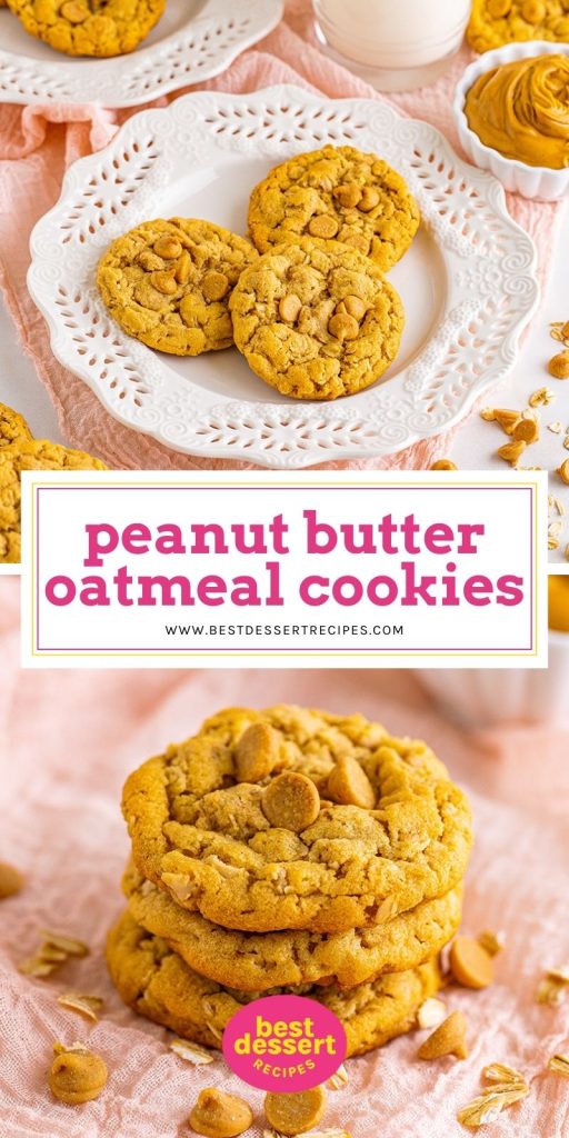 collage of peanut butter oatmeal cookies for Pinterest