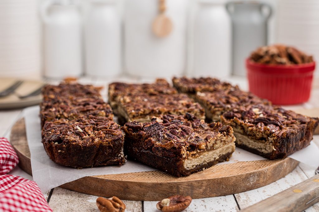 straight on view of pecan pie bars