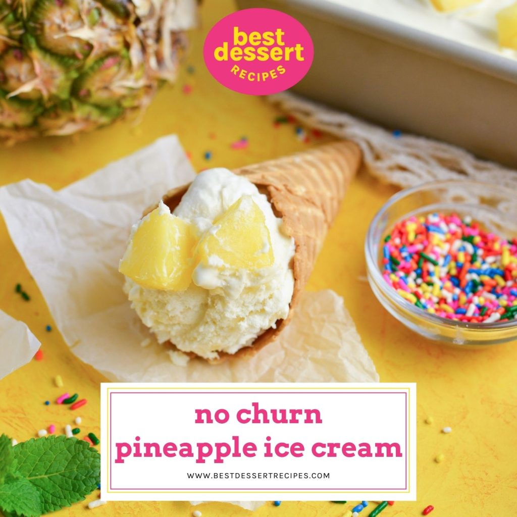 pineapple ice cream with text overlay for facebook