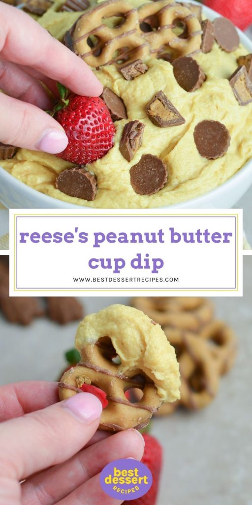 collage of reeses peanut butter dip for pinterest