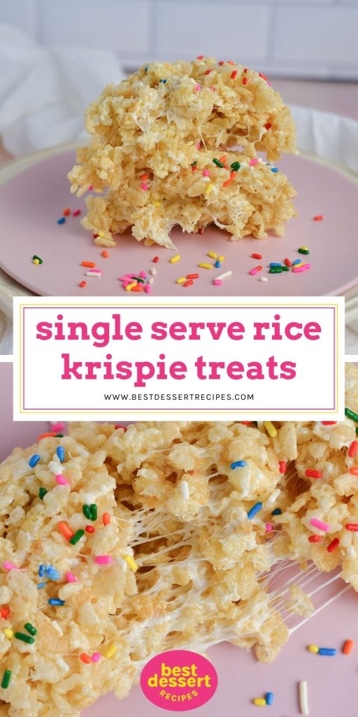 collage of single serve rice krispie treat for Pinterest