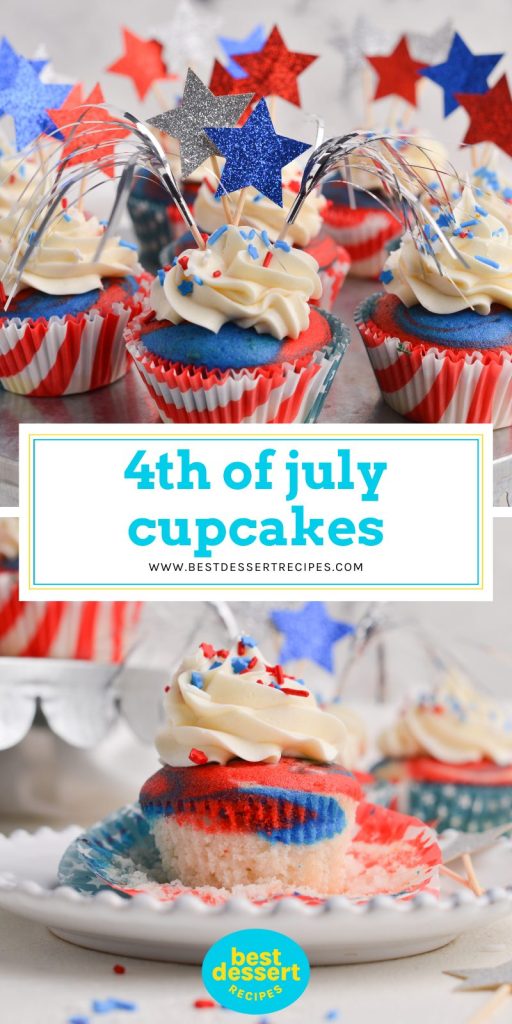 collage of 4th of july cupcakes for pinterest