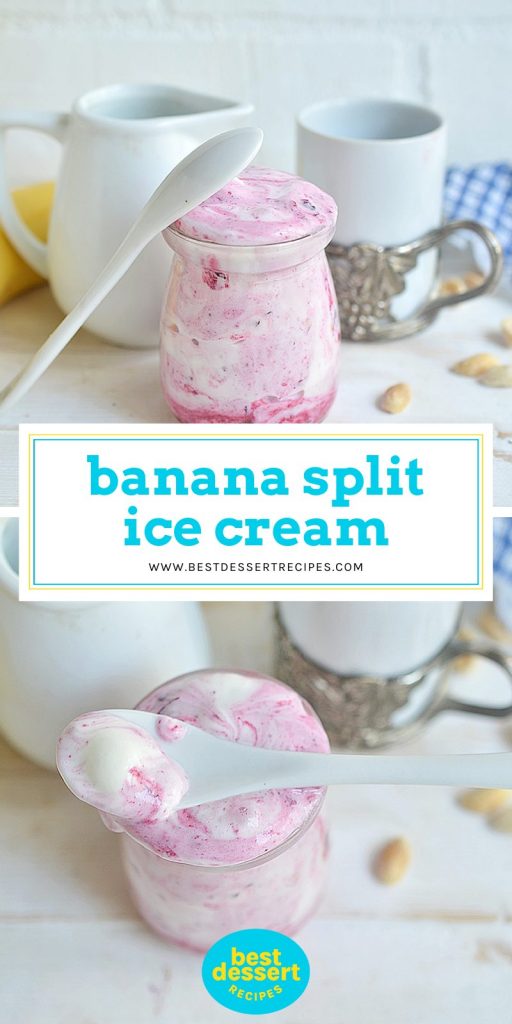 collage of banana split ice cream for pinterest