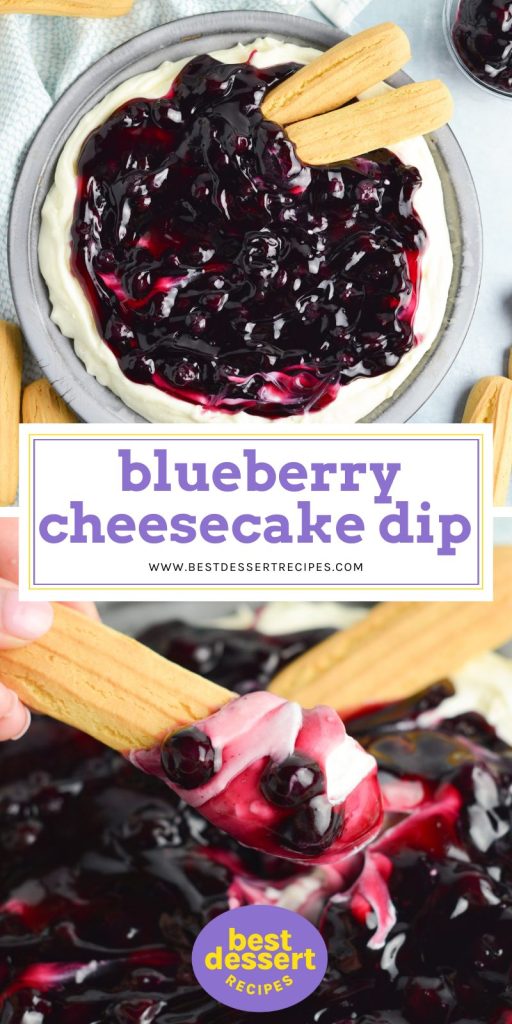 collage of blueberry cheesecake dip for pinterest