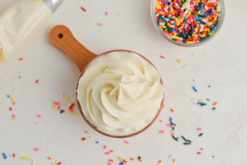 overhead shot of classic buttercream frosting