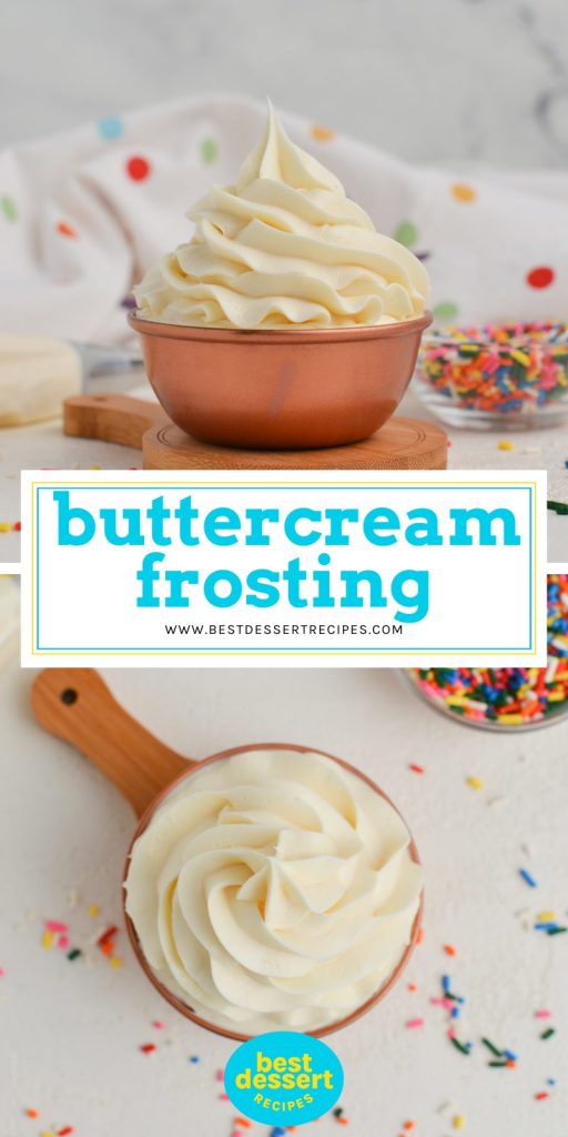collage of buttercream frosting for pinterest