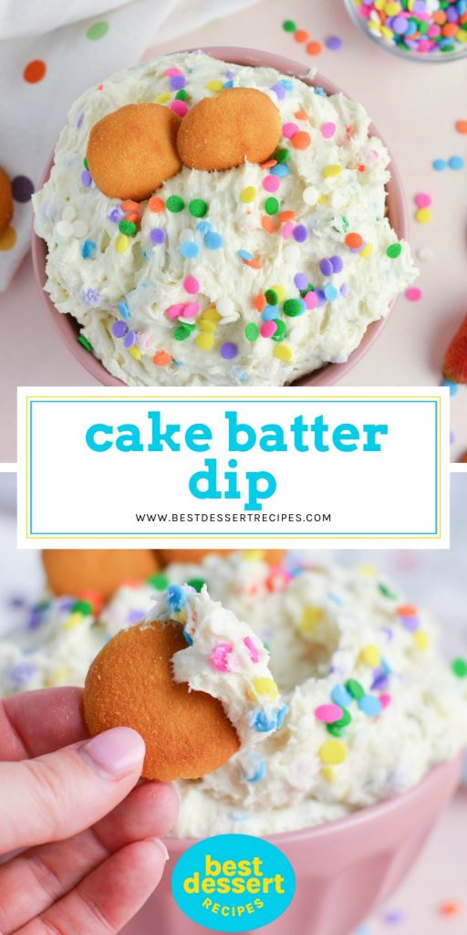 collage of funfetti cake batter dip for pinterest