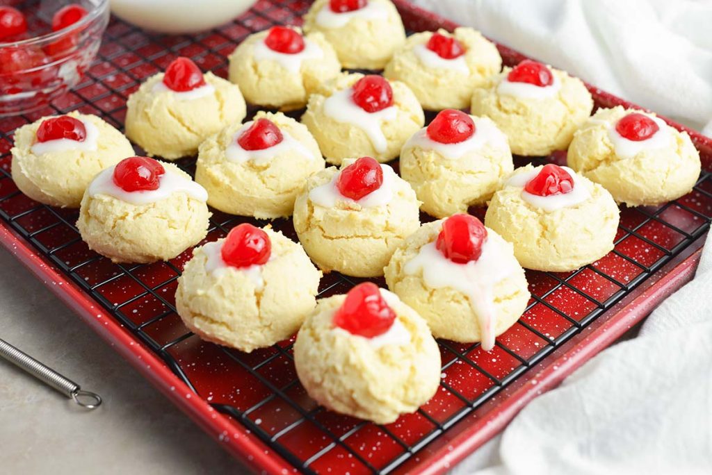 cheesecake cookies on a cooling rack