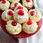 cheesecake cookies on a red tray