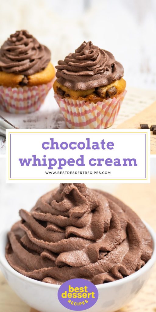 collage of chocolate whipped cream for pinterest