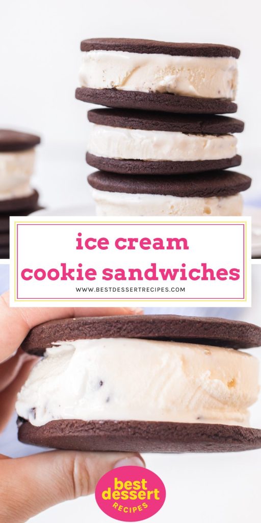collage of ice cream cookie sandwiches for pinterest