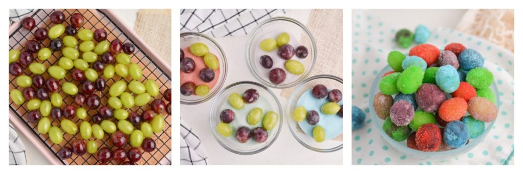 collage of how to make jello grapes
