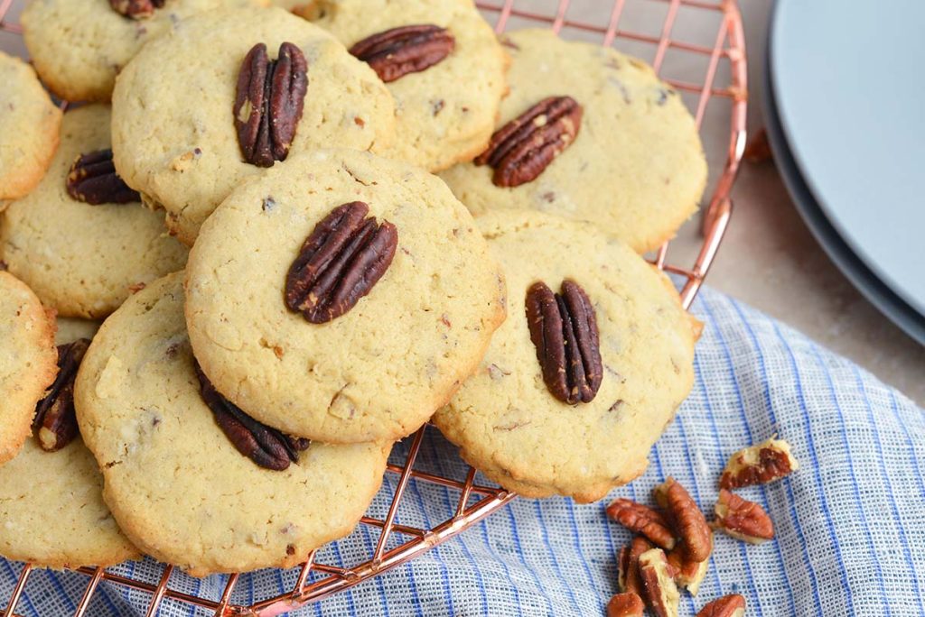 pecan cookies on a tray