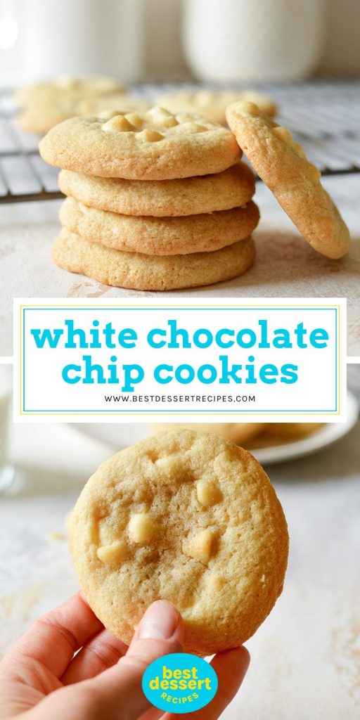 collage of white chocolate chip cookies for pinterest