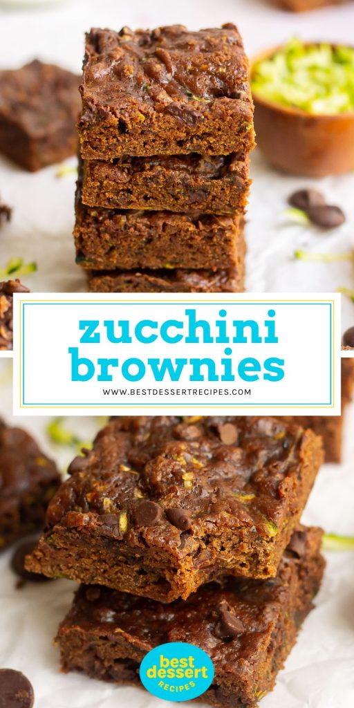 collage of zucchini brownies for pinterest