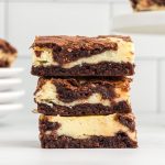 stack of cheesecake brownies