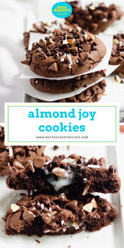 collage of almond joy cookies for pinterest