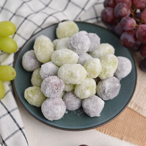 angled shot of sugared grapes