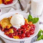 plate of cherry dump cake