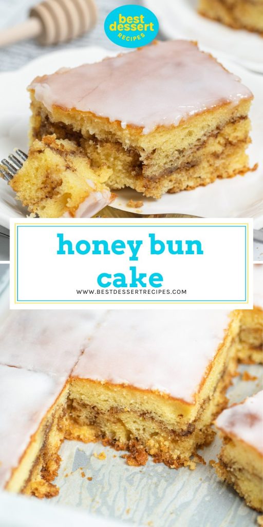collage of honey bun cake for pinterest