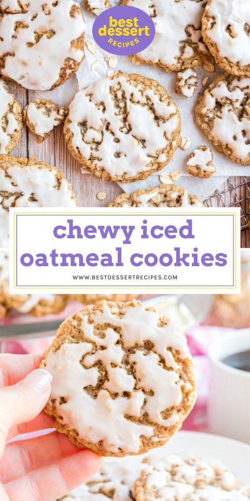 collage of iced oatmeal cookies for pinterest