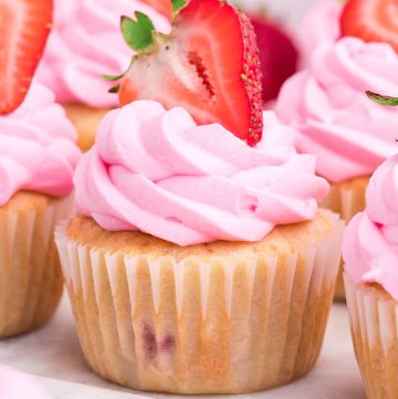 close up of lemon strawberry cupcakes