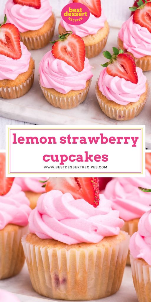 collage of lemon strawberry cupcakes for pinterest
