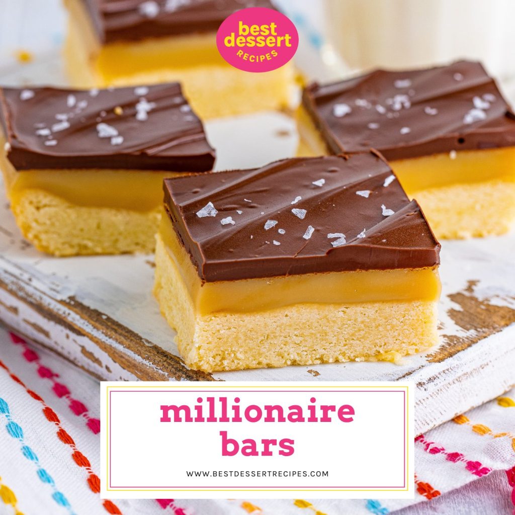 close up of millionaire bars with text overlay for facebook