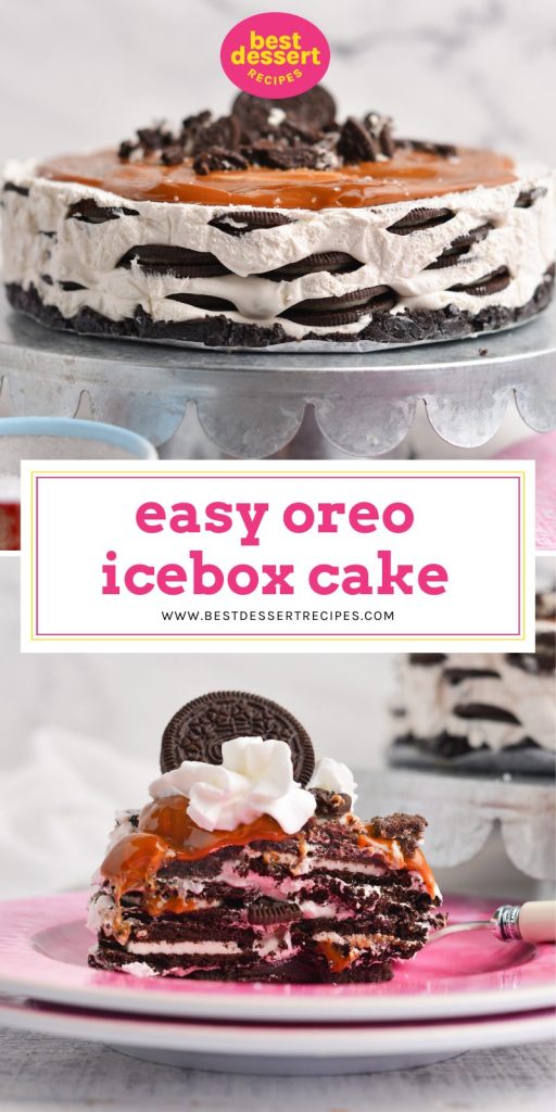 collage of oreo icebox cake for pinterest