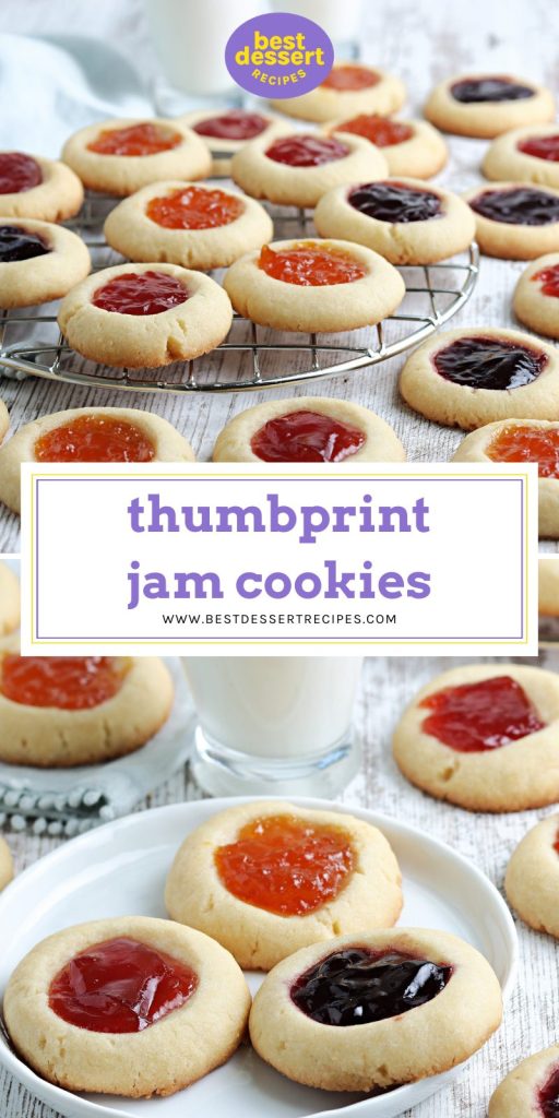 collage of thumbprint jam cookies for pinterest