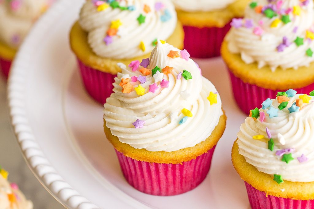 easy vanilla cupcakes on a plate