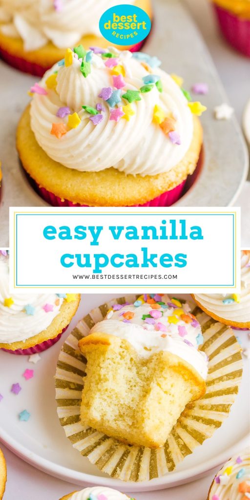 collage of easy vanilla cupcakes for pinterest