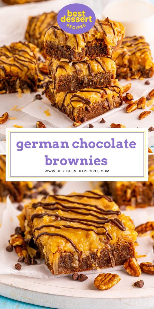 collage of german chocolate brownies for pinterest
