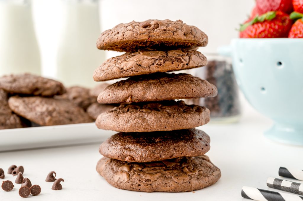 stack of six brownie mix cookies